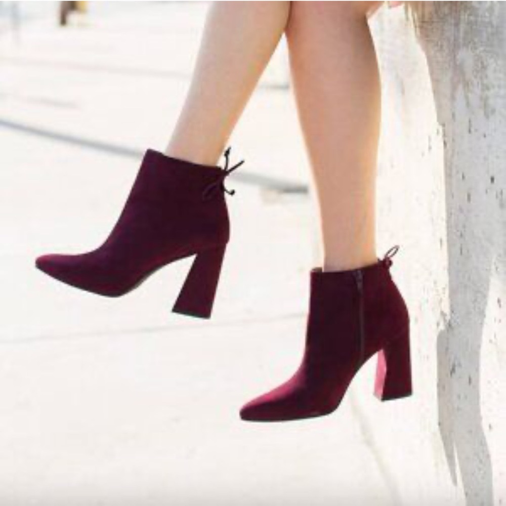 Stuart Weitzman Burgundy Red Suede Grandiose Ankle Boots